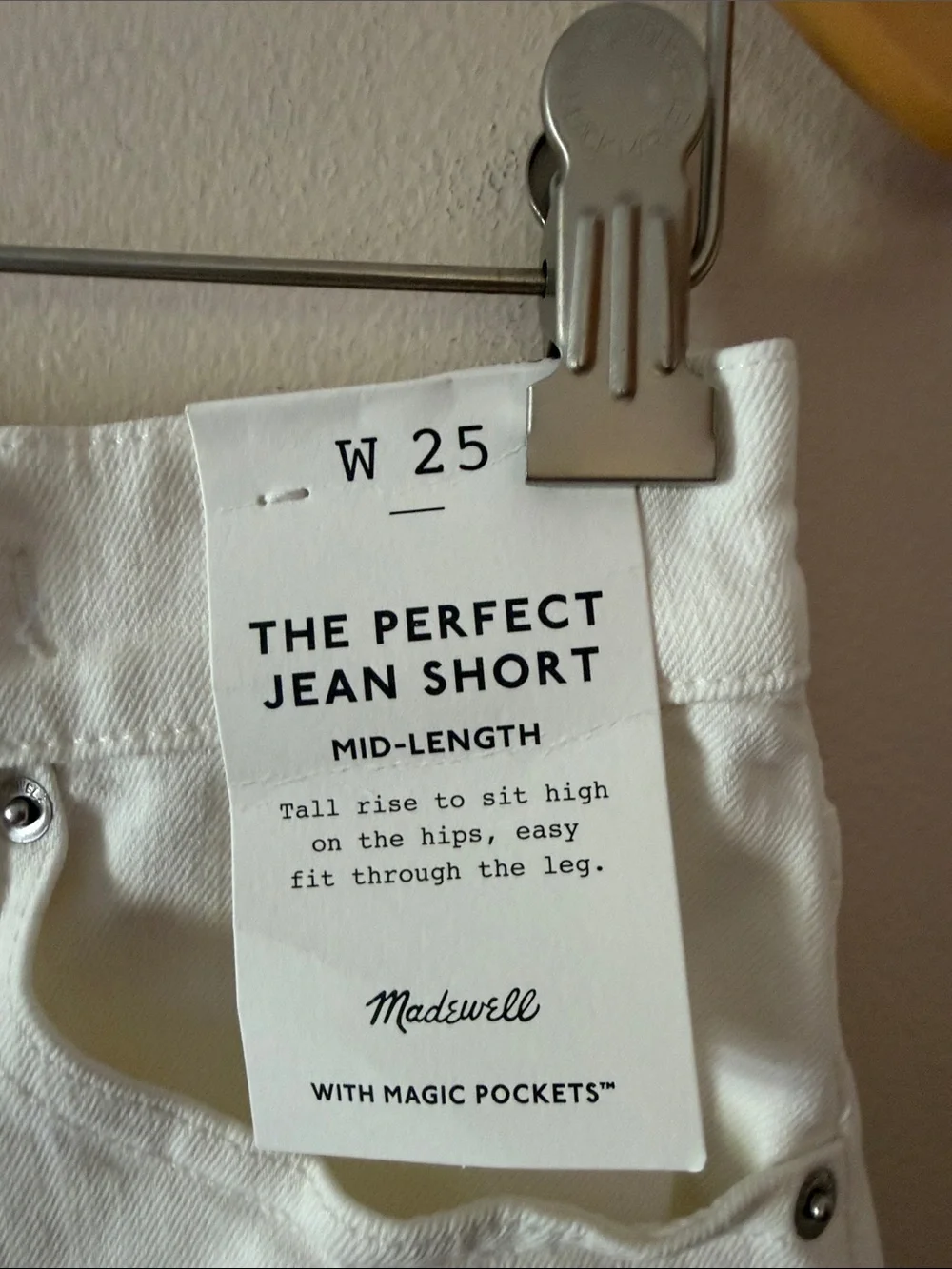 Madewell The Perfect Vintage Mid-Length Jean Short in Tile White Size 25